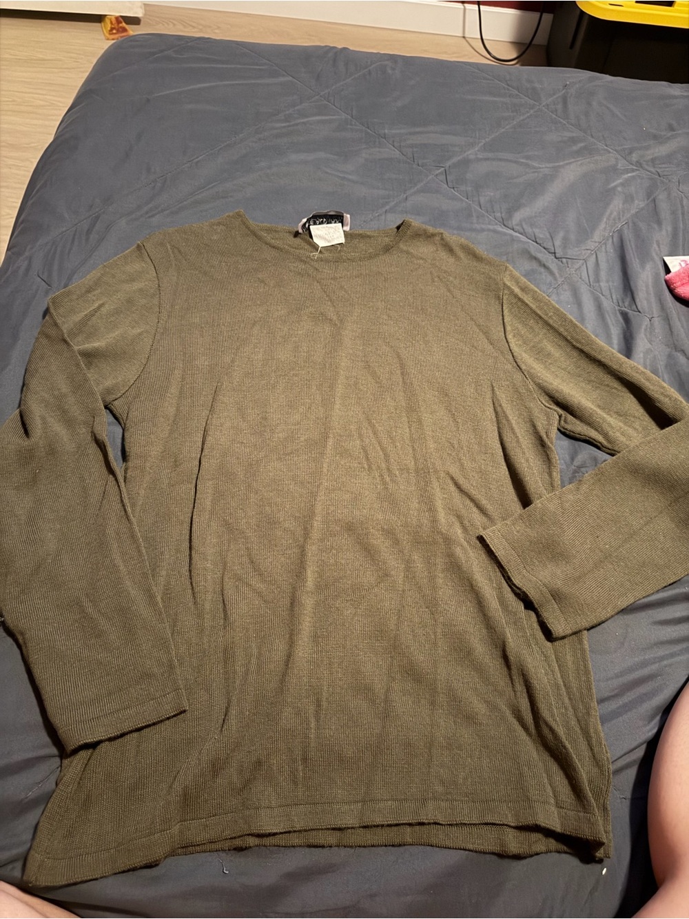 Women’s Olive Crewneck Knit Pullover Sweatshirt